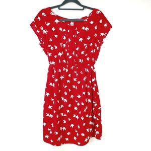 Old Navy | Red Dress with White Birds Print